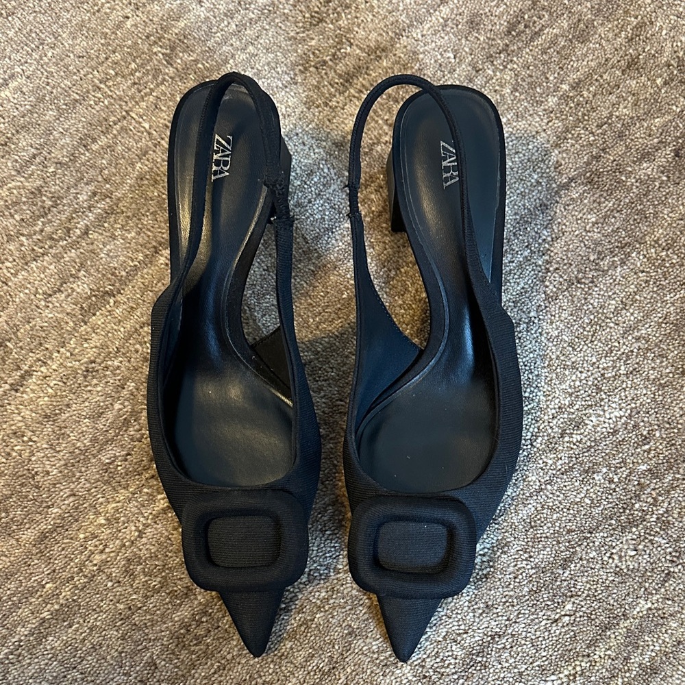 Zara | Black Slingback Heels